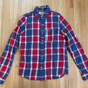 Hollister Red and Blue Plaid Casual Shirt